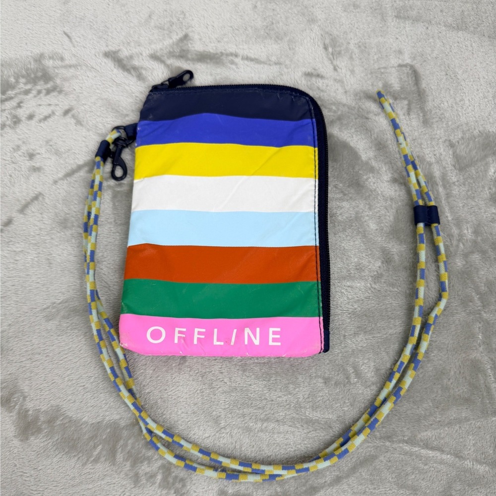 Aerie OFFLINE Rainbow Striped Lanyard Pouch Crossbody Bag Multicolor OS
